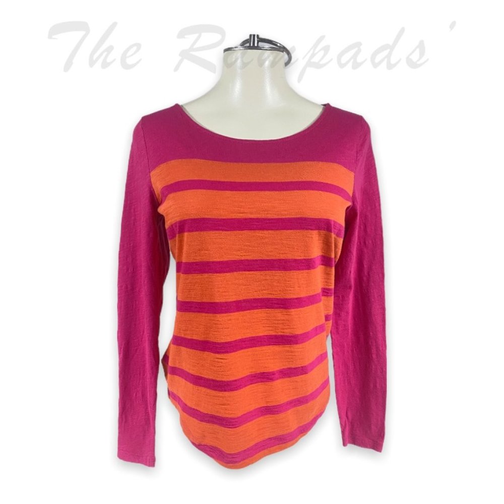 Talbots Pink and Orange Stripes Long-sleeve T-shirt Size Small